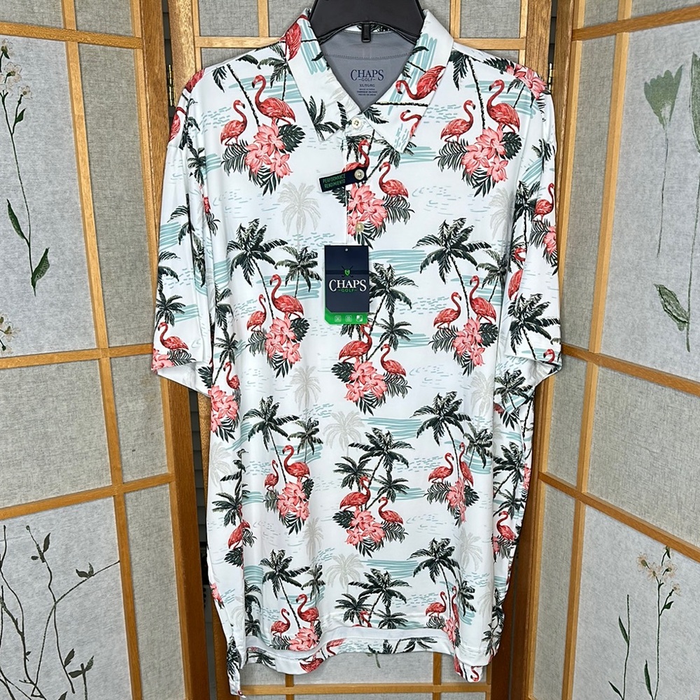 NWT Chaps White and Pink Casual Button Down Shirt Size XL/TG